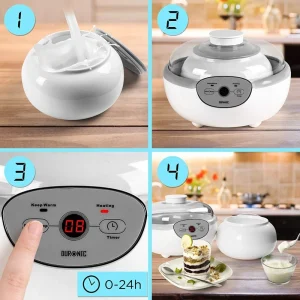 garantis authentique Duronic YM1 Yaourtière électrique Avec écran Numérique Et 1 Pot En… 11