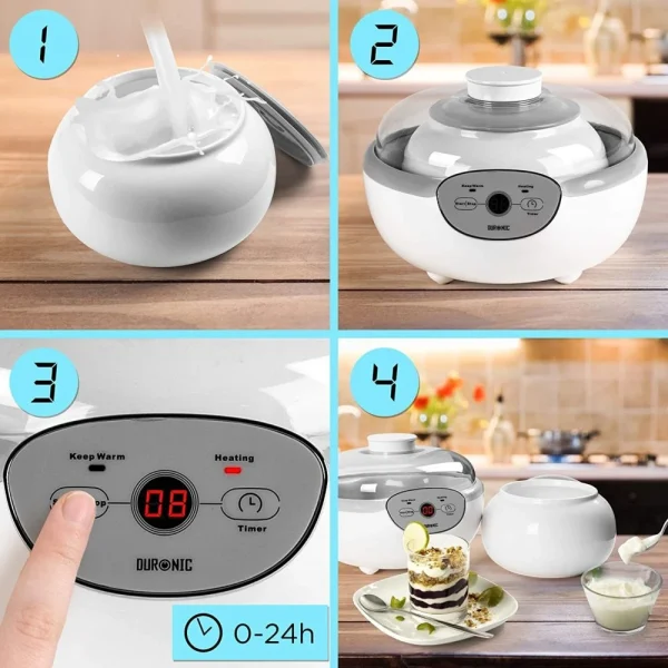 garantis authentique Duronic YM1 Yaourtière électrique Avec écran Numérique Et 1 Pot En… 4