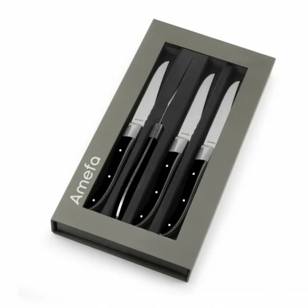 Coffret 4 Couteaux Steak Royal Steak Noir 22,5 Cm Amefa de garantie authentique 4