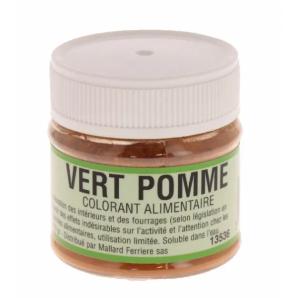 MALLARD FERRIERE DLUO Dépassée Colorant Alimentaire Vert Pomme E102/E131/E129 Poudre Hydrosoluble 20g Satisfait ou Remboursé 1