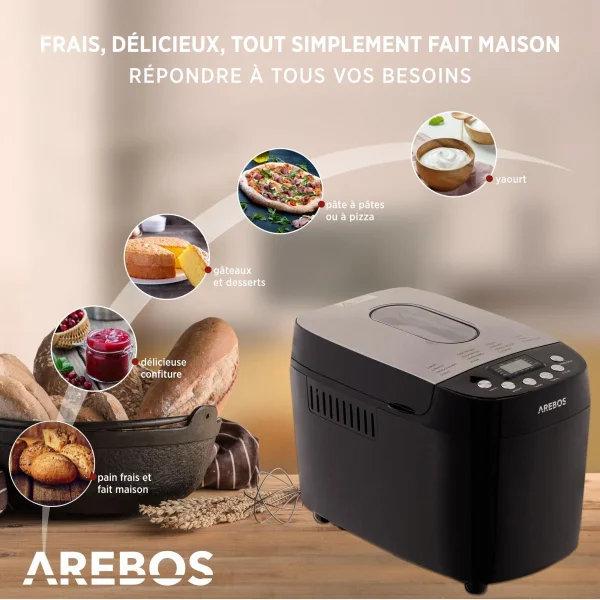 pas cher Machine à Pain 1500g Pain De Pâte 15 Programmes 3 Vitesses Minuteur … 3