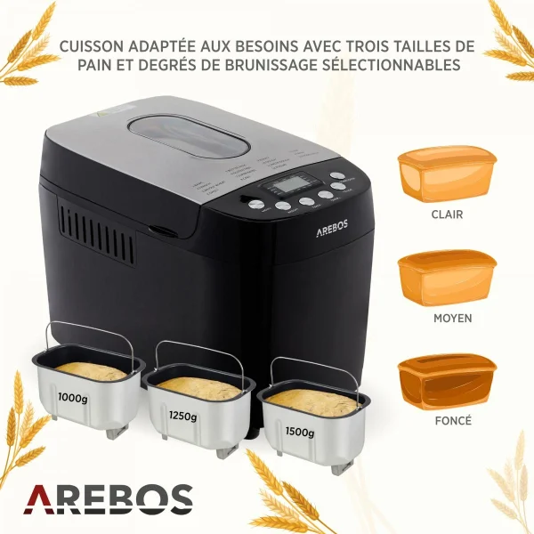 pas cher Machine à Pain 1500g Pain De Pâte 15 Programmes 3 Vitesses Minuteur … 5