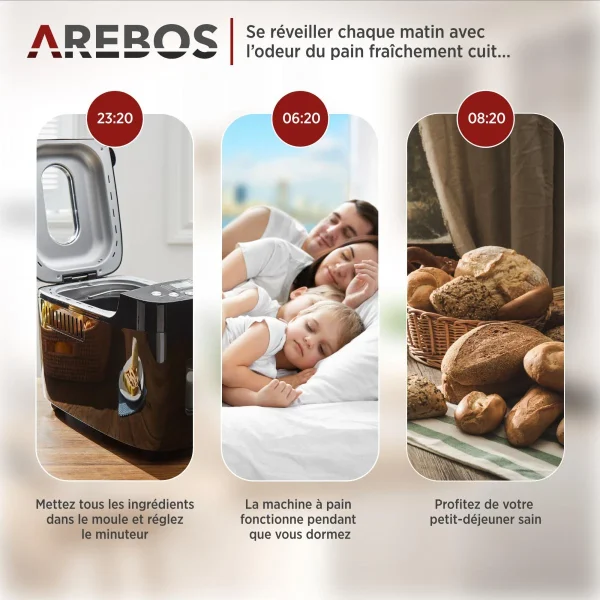pas cher Machine à Pain 1500g Pain De Pâte 15 Programmes 3 Vitesses Minuteur … 6
