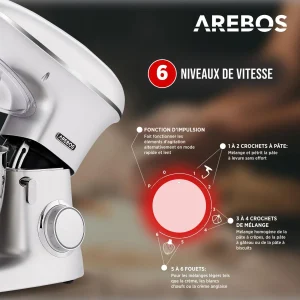 comparez les prix Robot De Cuisine 1500W 8L Acier Inoxydable-Bol Mélangeur 6 étapes Ar… 11