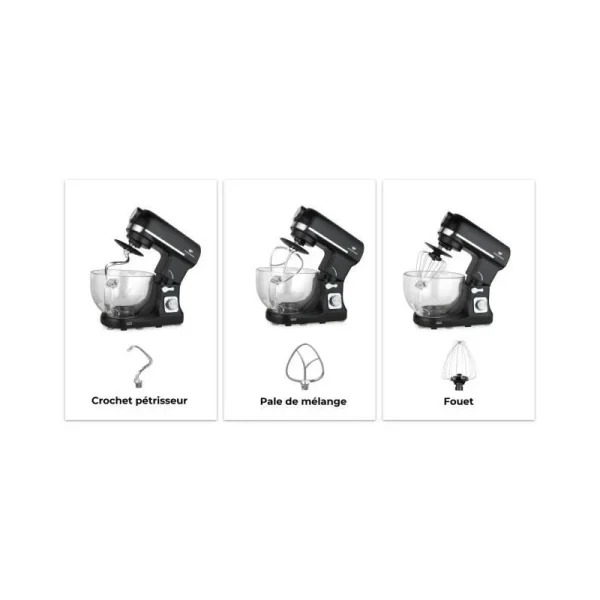 dernières Robot Pâtissier CONTINENTAL EDISON – RP1000GB – 1000 Watts – Noir Bol… 5