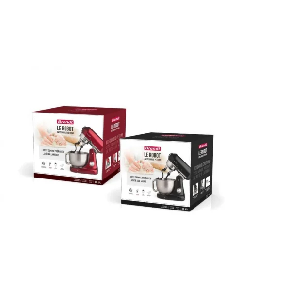 pas cher en vente Brandt Robot Pâtissier Avec Doubles Crochets Pétrisseurs – Noir – BR-173006 4